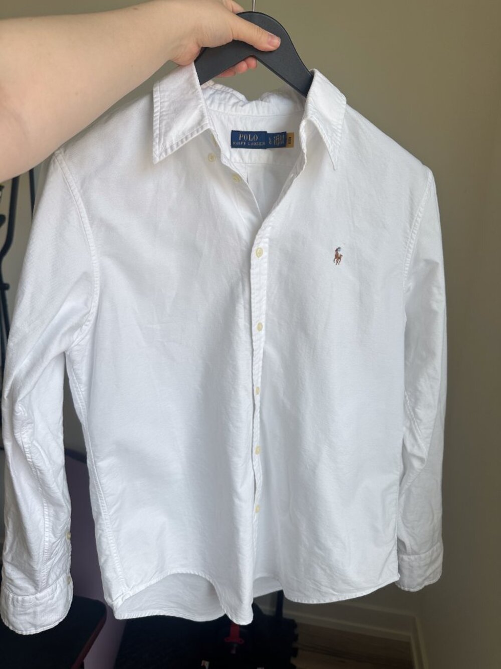 Polo Ralph Lauren Classic Fit Cotton Oxford Shirt in White | Size: Large - Picture 8 of 10